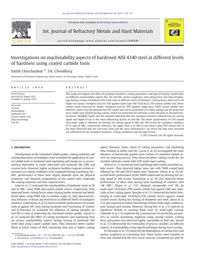 Investigations On Machinability Aspects of Hardened AISI 4340 Steel at ...