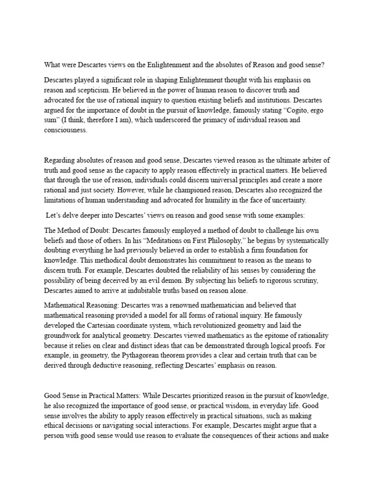 Descartes Pdf René Descartes Reason