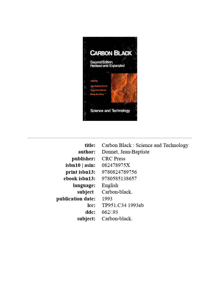 Jean-Baptiste Donnet, Roop Chand Bansal, Meng-Jiao Wang - Carbon Black ...