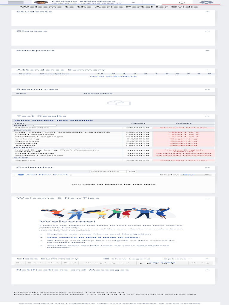 Aeries student dashboard pdf system software computing