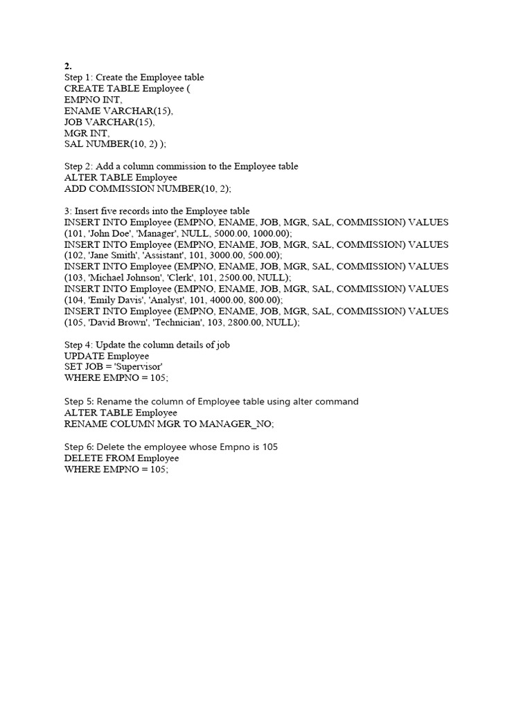 SQL Employee Table Management Guide | PDF | Teaching Methods & Materials