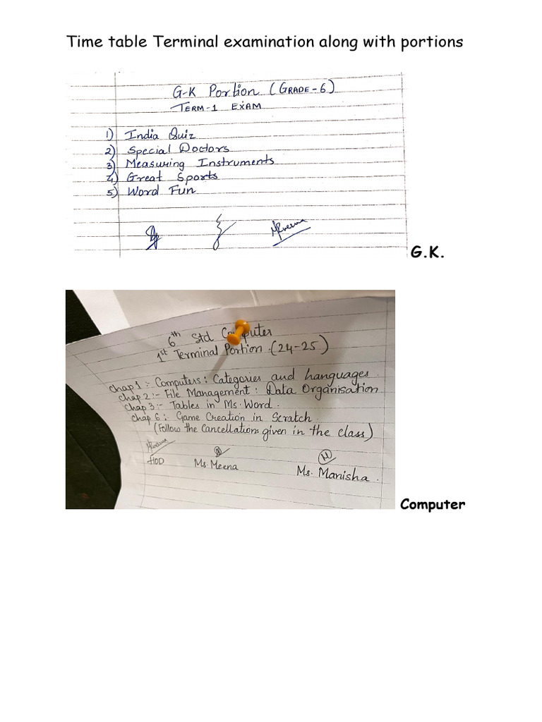 Terminal Exam Timetable and Portions | PDF | Language Arts & Discipline