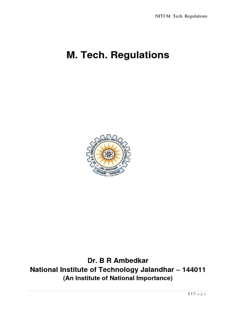 M. Tech. Regulations: Dr. B R Ambedkar National Institute of Technology ...