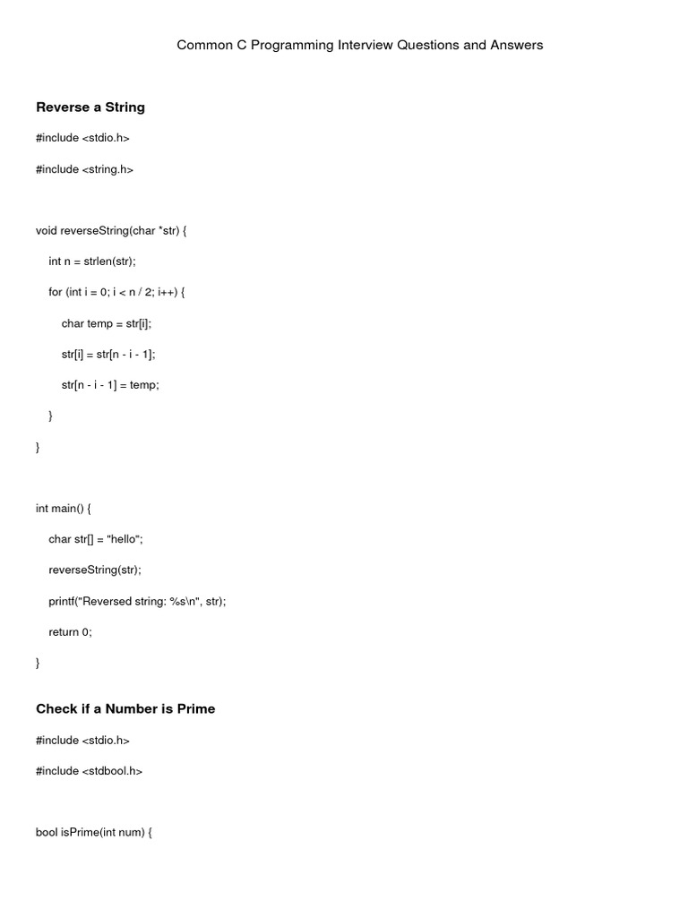 C Programming Interview Questions | PDF | Computer Science | C++