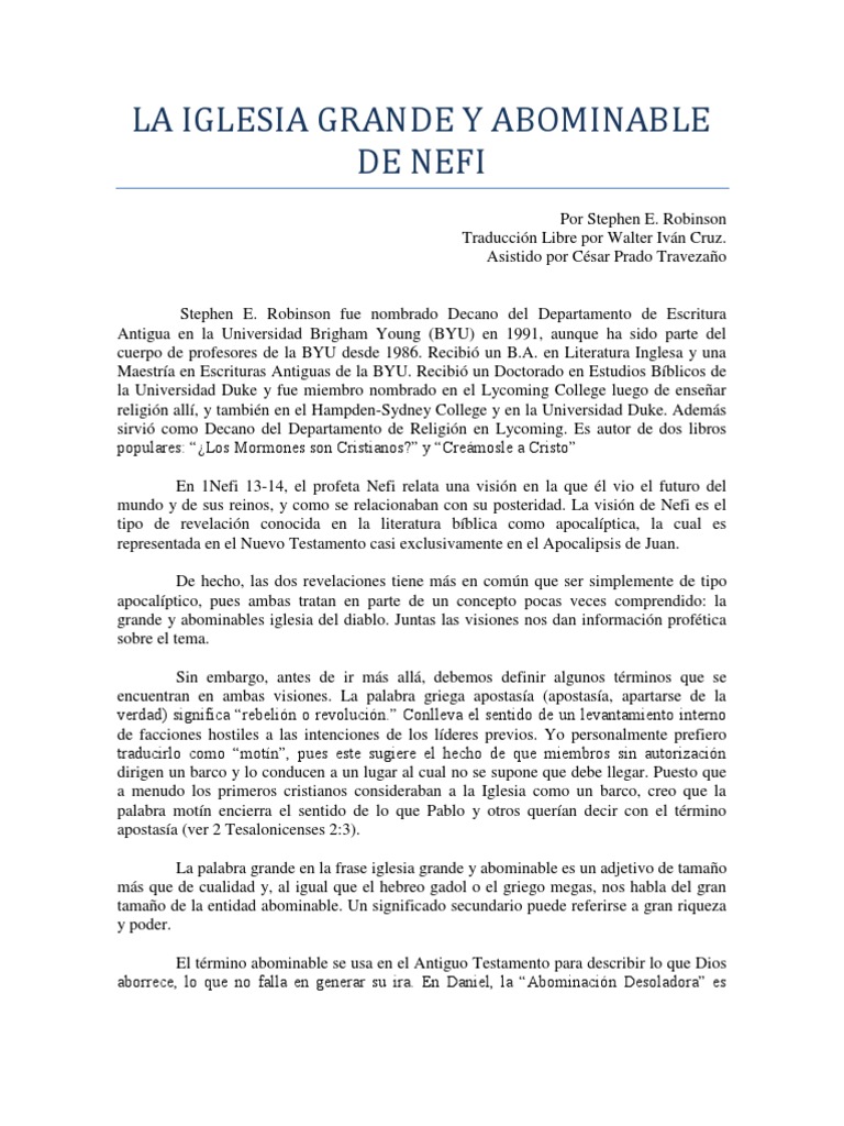 La Iglesia Grande y Abominable en Nefi | PDF | Libro de revelación ...