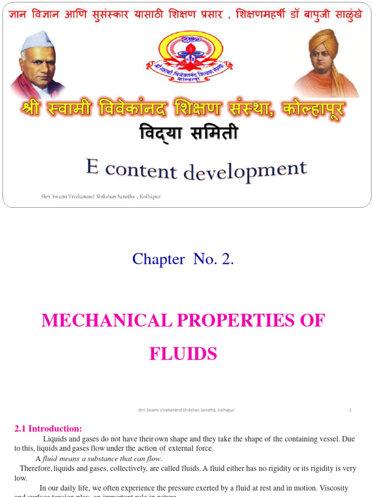 Mechanical Properties of Fluids | PDF | Fluid Mechanics | Fluid