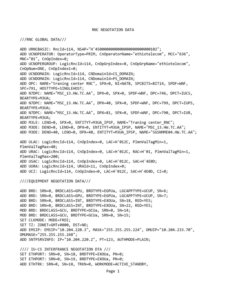 RNC Negotation Data | PDF | Computers