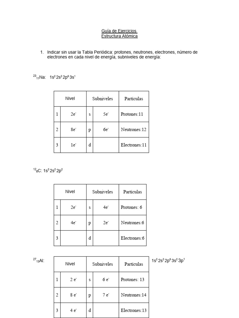 Guia De Ejercicios 2 Pdf Configuración Electronica Física Teórica