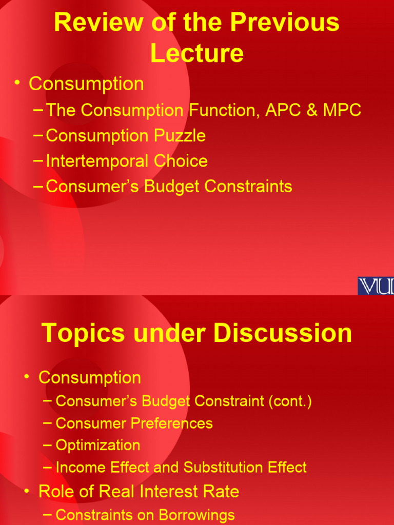 Lecture 38 | PDF | Consumption (Economics) | Interest
