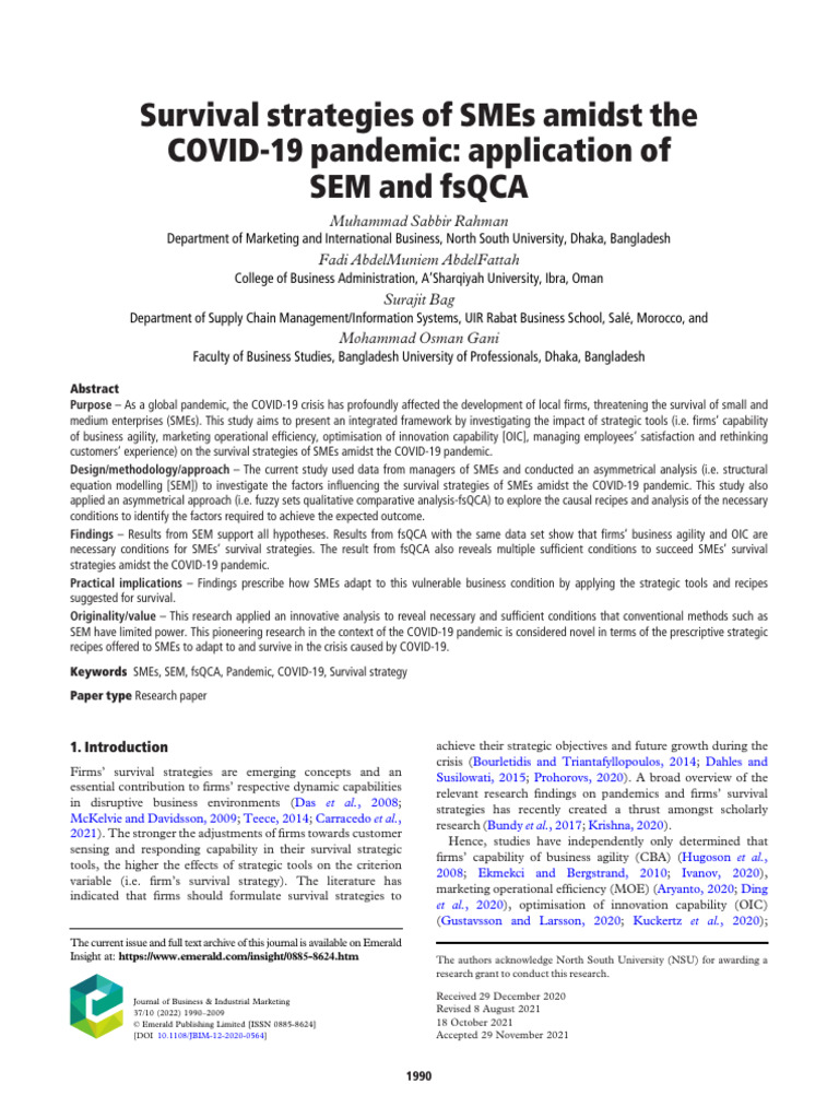 SME Survival Strategies During COVID-19 | PDF | Small And Medium Sized ...