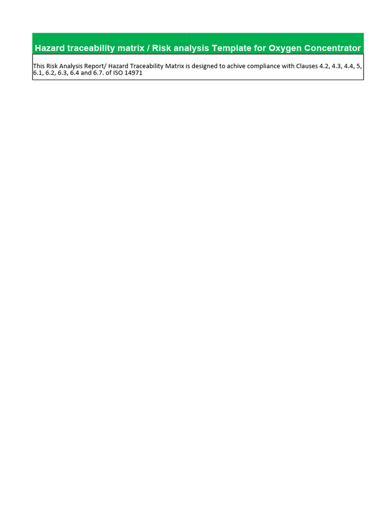 Oxygen Concentrator Risk Analysis Template | PDF | Risk | Radiation
