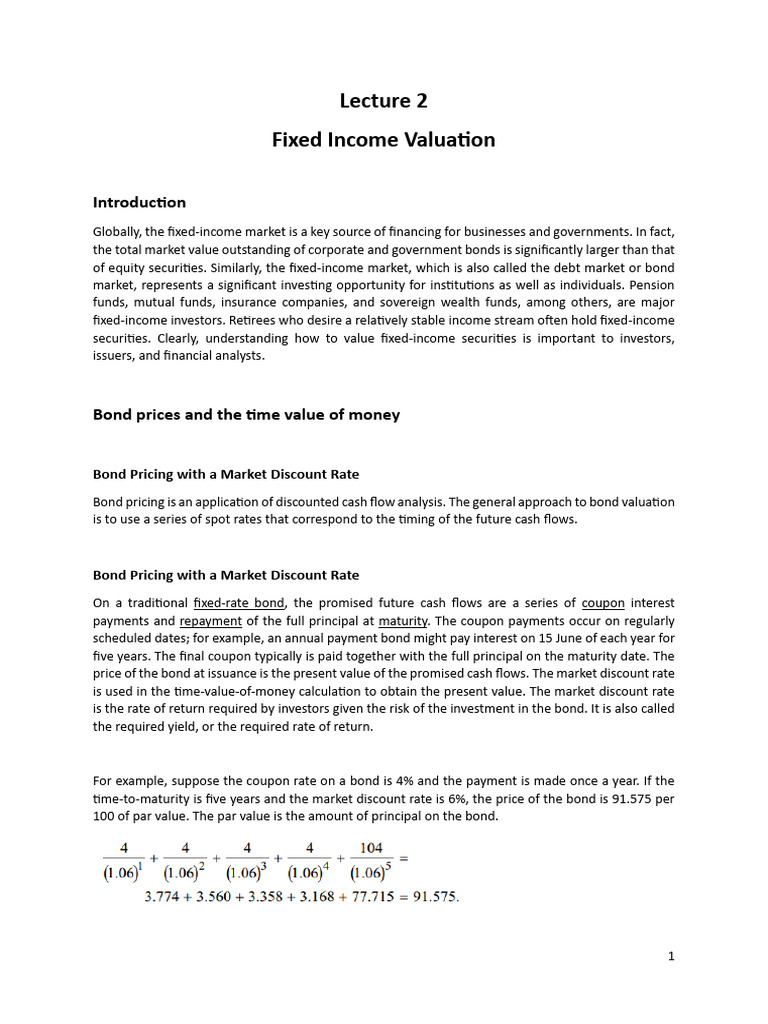 Fixed Income Valuation Basics | PDF | Bonds (Finance) | Fixed Income