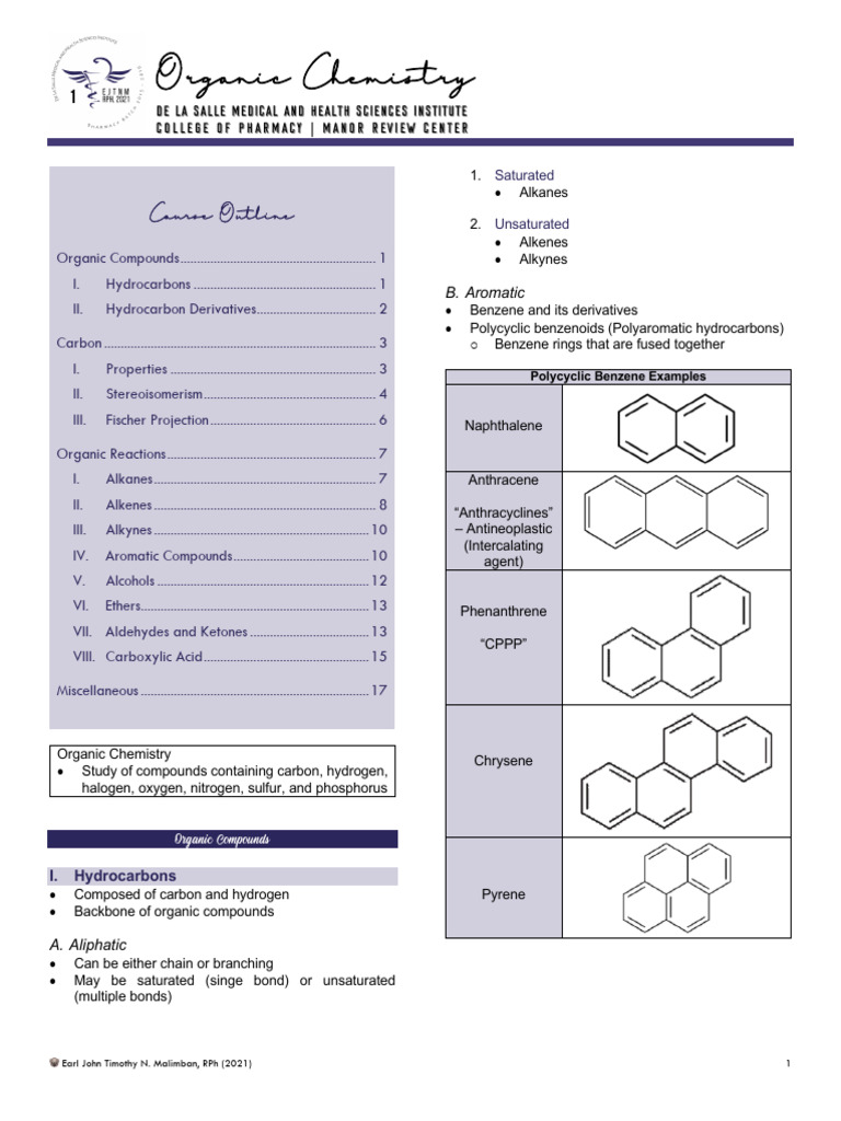 Organic Chemistry Course Outline | PDF | Alkene | Conformational Isomerism