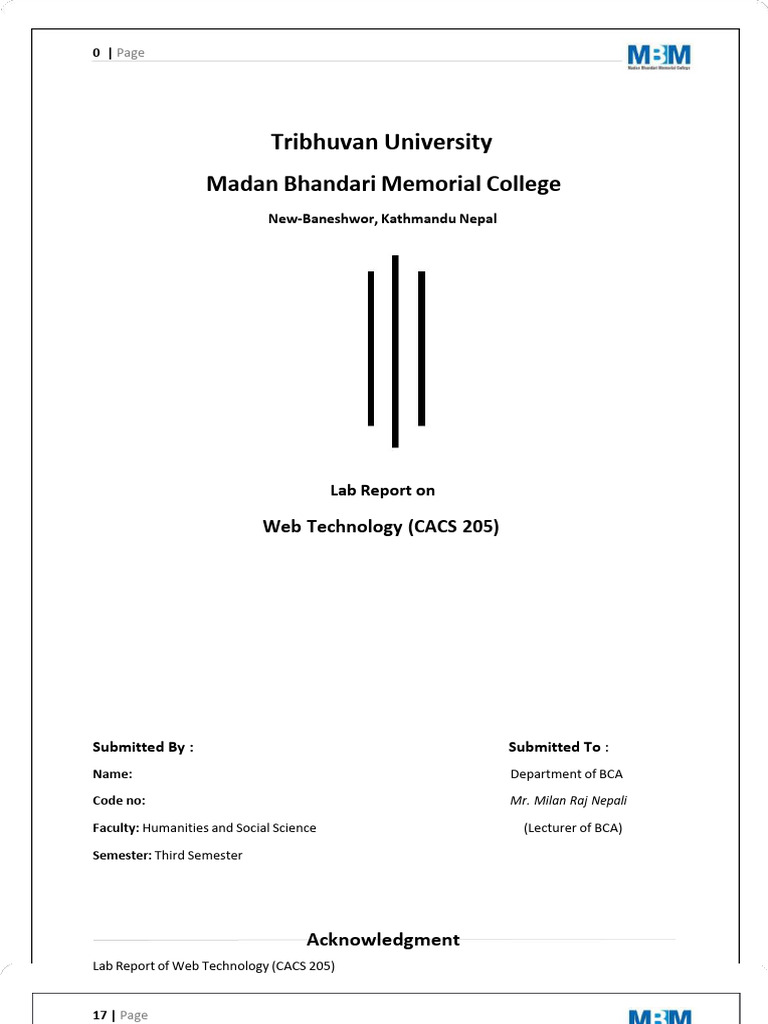 Web Technology Lab Report CACS 205 | PDF | Html | World Wide Web