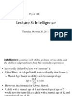 Lecture 3: Intelligence: Psych 111