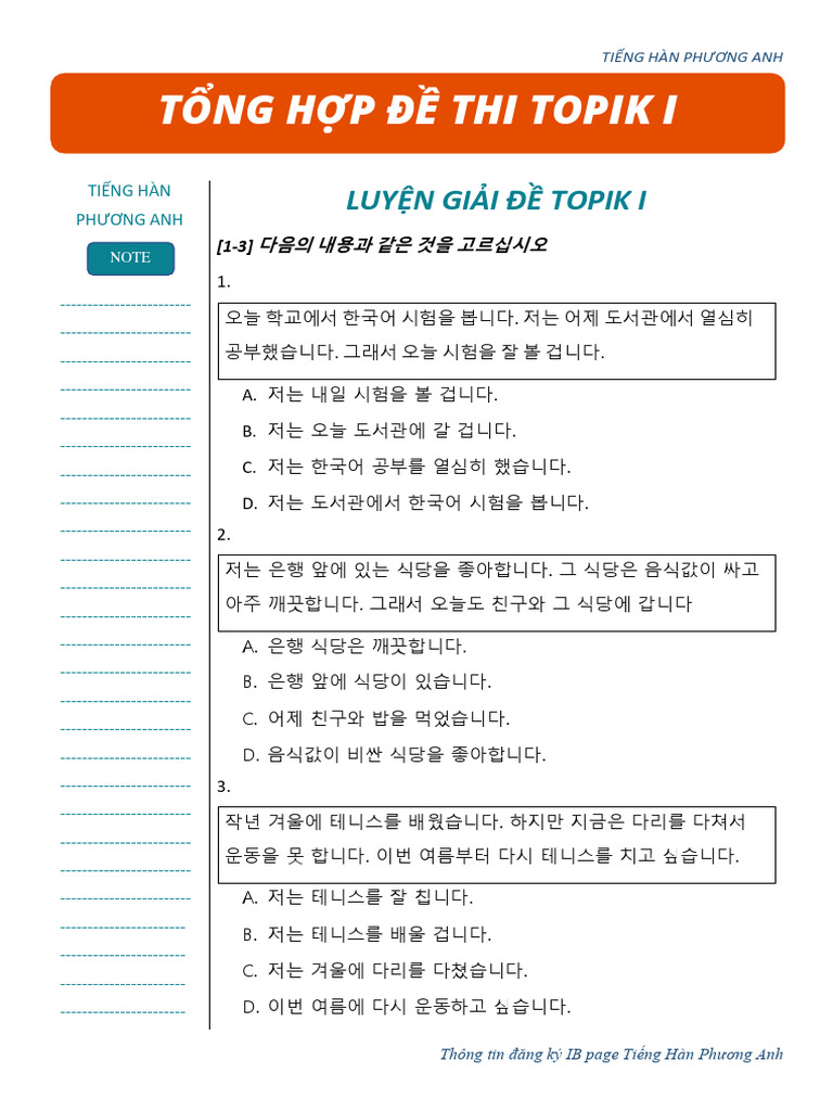 TOPIK 1 (Đề 02) PDF | PDF