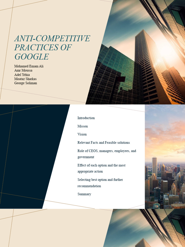 Google’s Anti-Competitive Practices Analysis | PDF | Regulatory ...