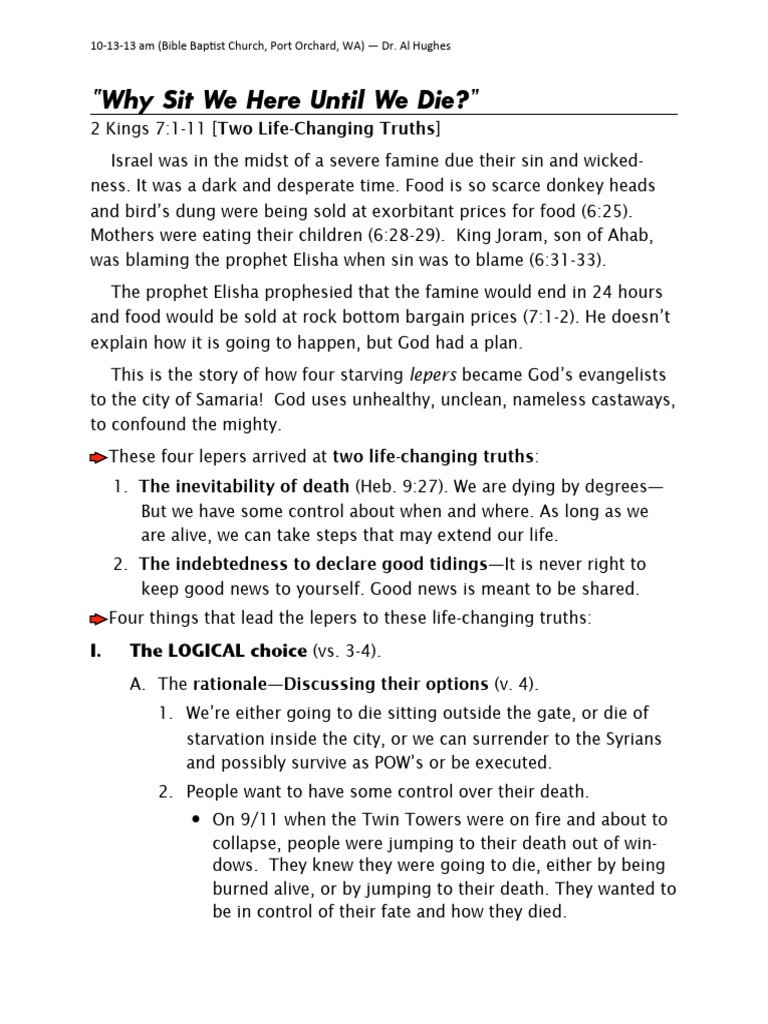 Why Sit We Here Til We Die | PDF | Books Of Kings | Religious Belief ...