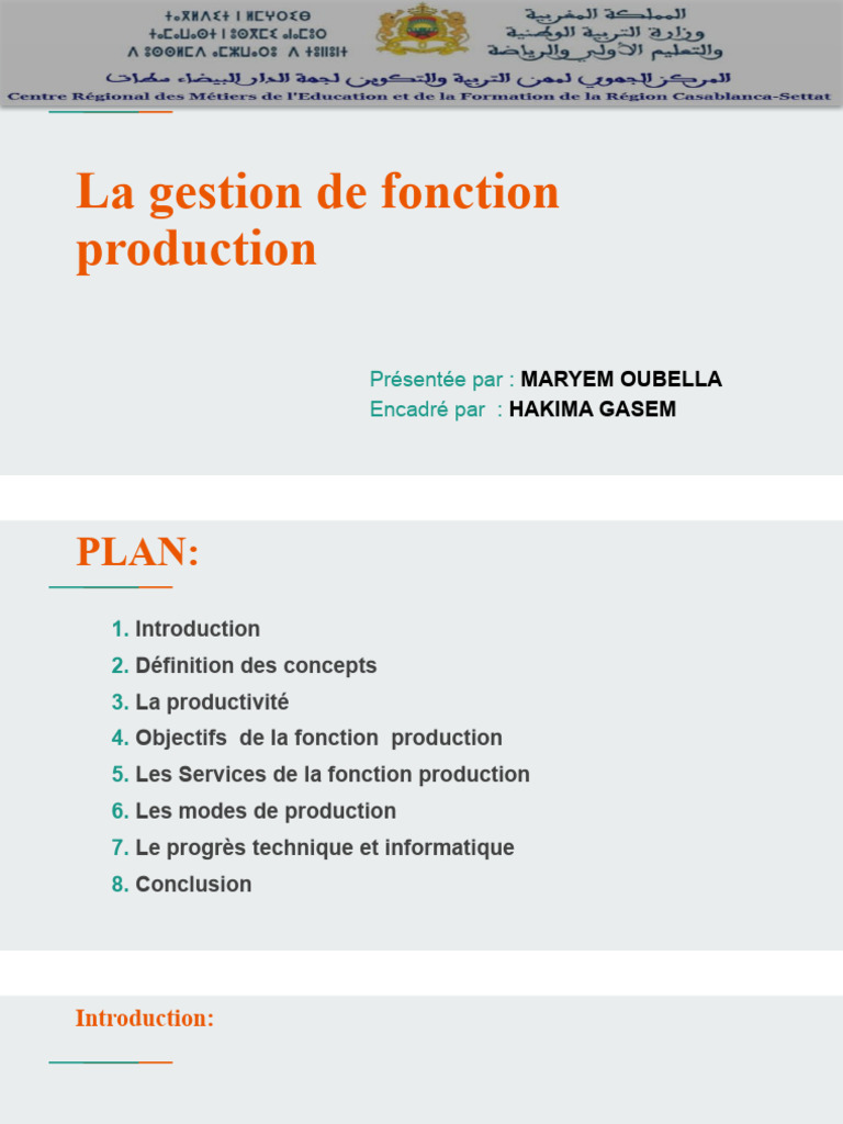 La gestion de fonction de production ppt 2 pdf capital