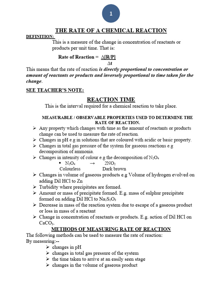 The Rate of A Chemical Reaction | PDF | Reaction Rate | Chemical Reactions