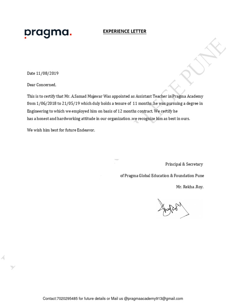 Experience Letter | PDF