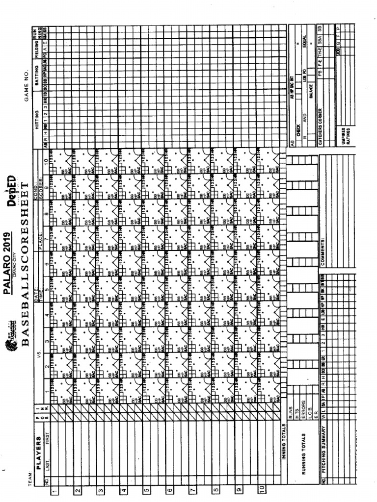 Baseball Score Sheet | PDF