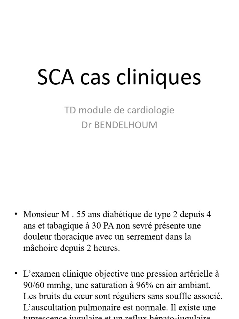 Cas cliniques en cardiologie : diagnostic et prise en charge | PDF ...