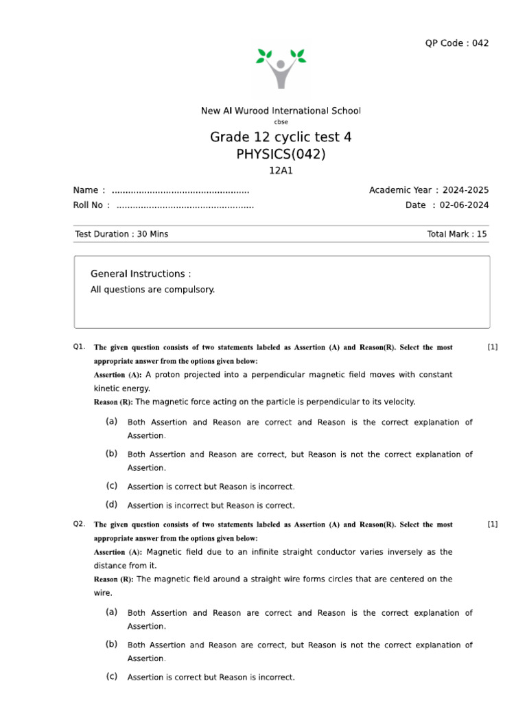 G12 Cyclic Test 4 | PDF