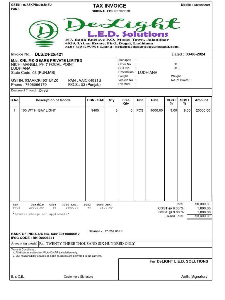 DLS 24-25 421 03aug2024 KNL MK Gears PR | PDF | Payments | Government ...