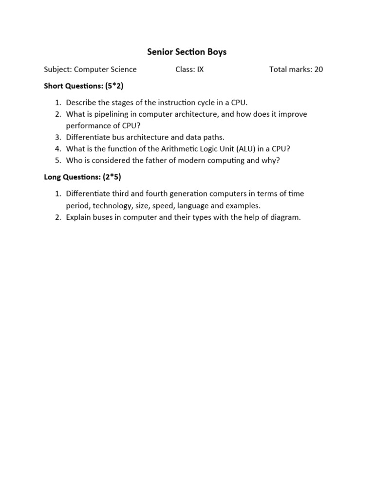 IX Comp 1st Assessment - 1 | PDF | Computers