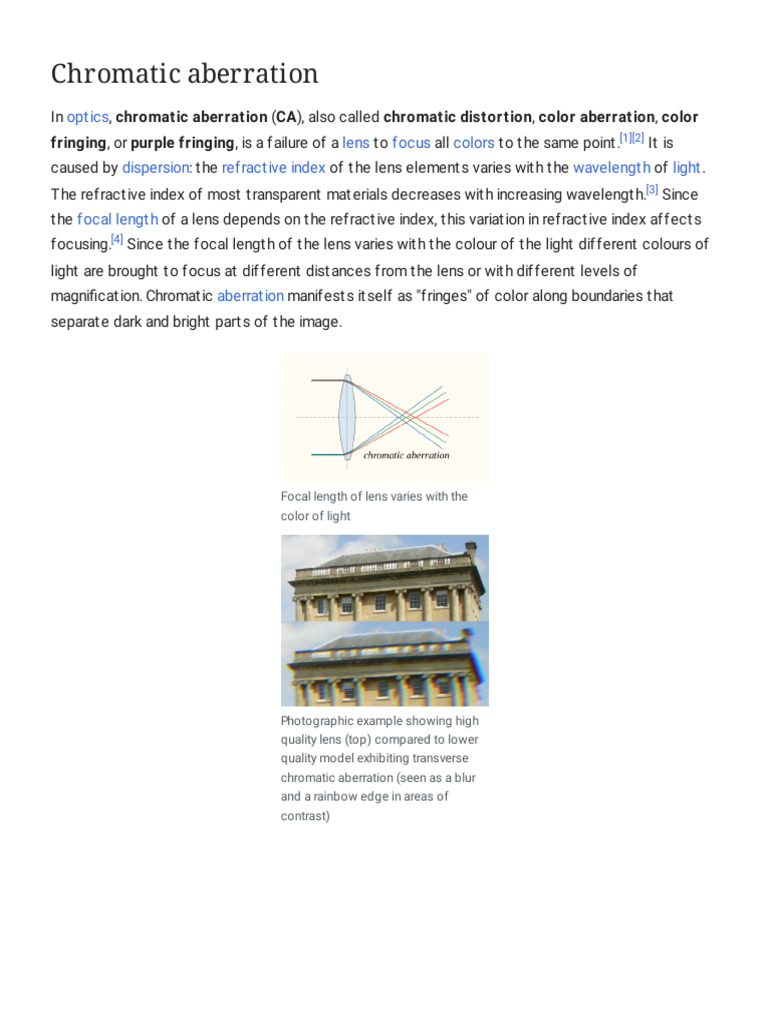 Chromatic Aberration | PDF | Lenses | Glass Engineering And Science