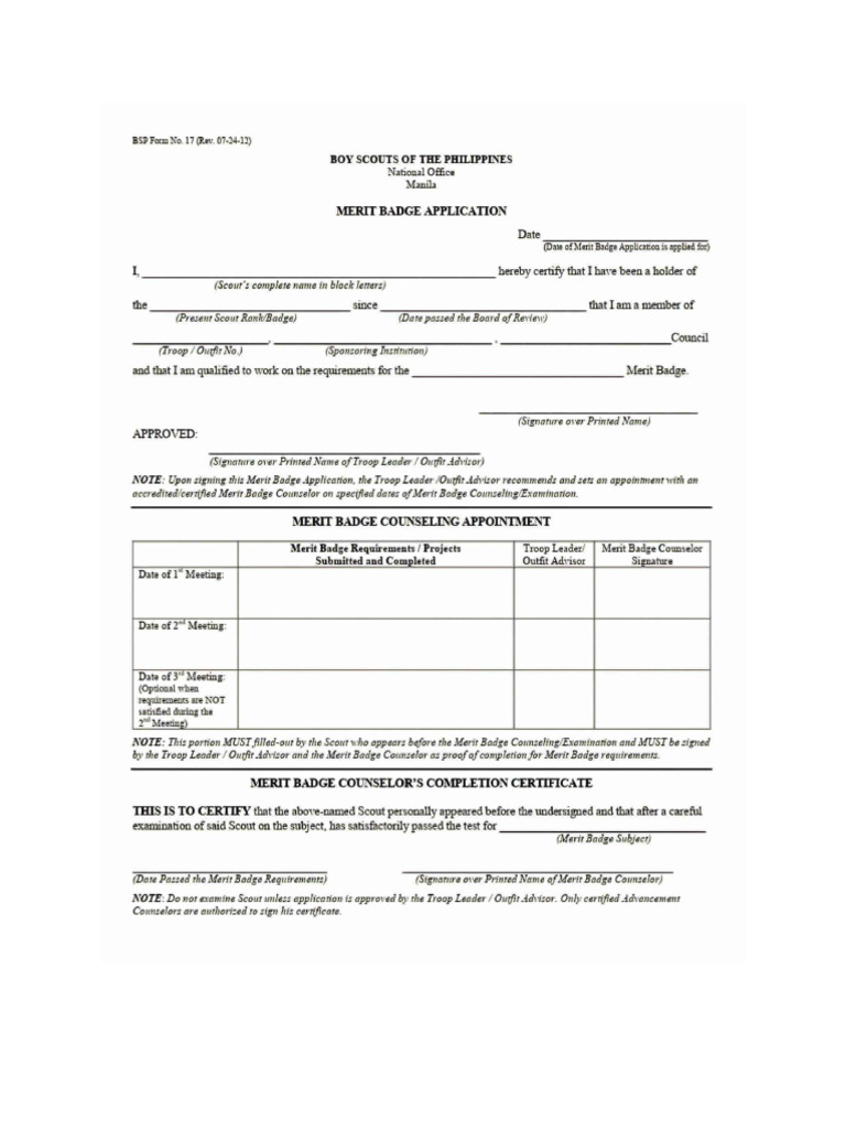Merit Badge Application | PDF