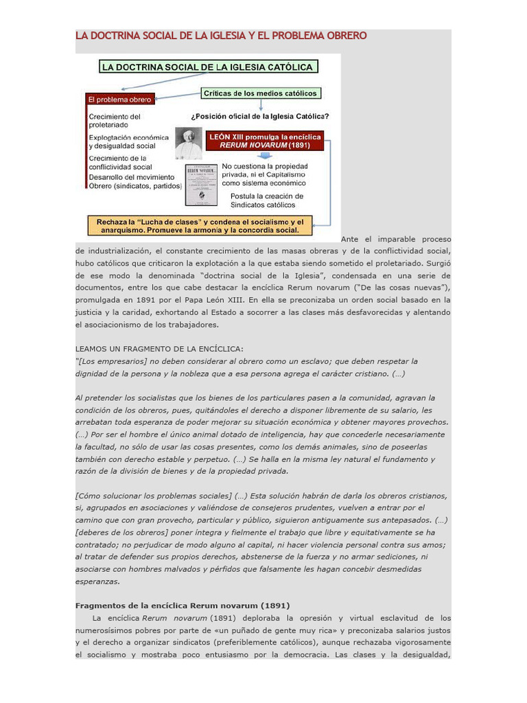 Inf La Doctrina Social de La Iglesia y El Problema Obrero | PDF ...