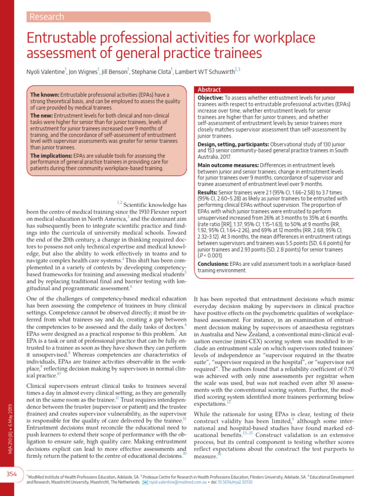 Assessing Entrustable Activities in Trainees | PDF | Medical Education ...