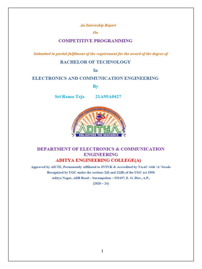 20A91A04C0 Internship Document | PDF | Class (Computer Programming ...