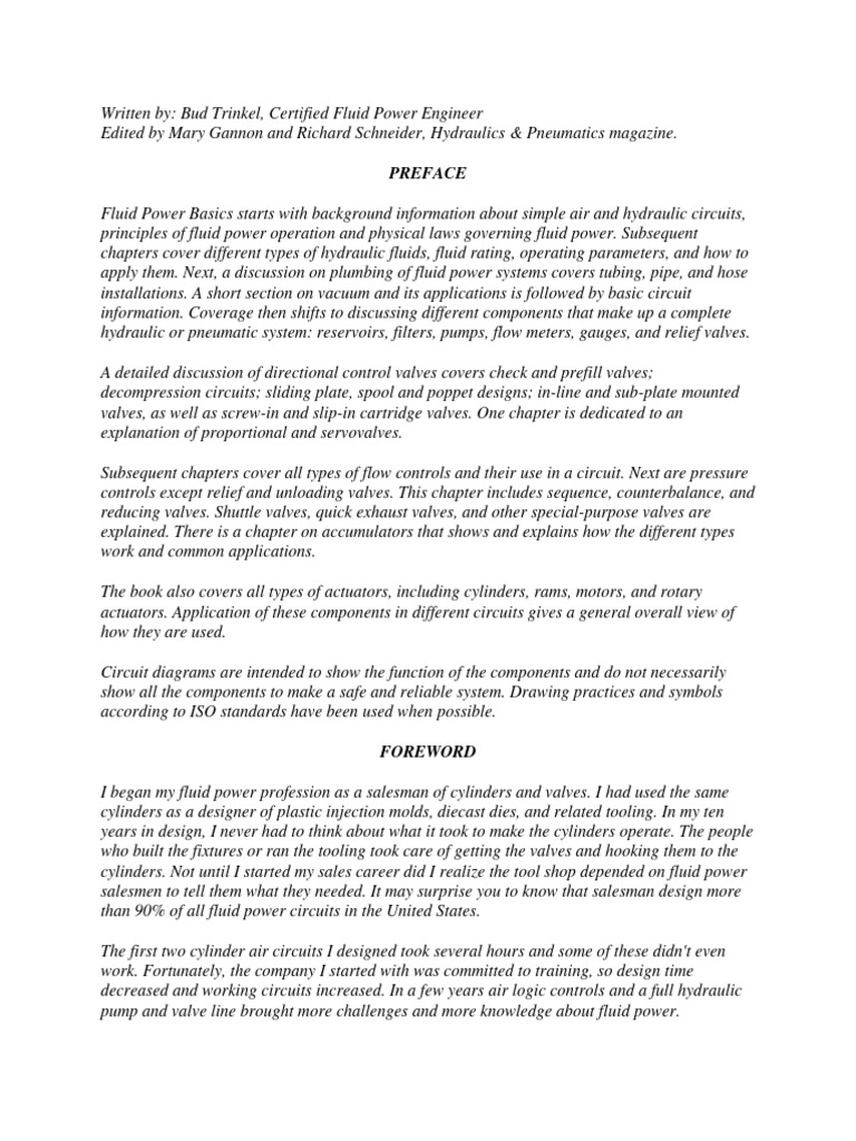 Fluid Power Basics Bud Trinkel Pdf Pump Pressure