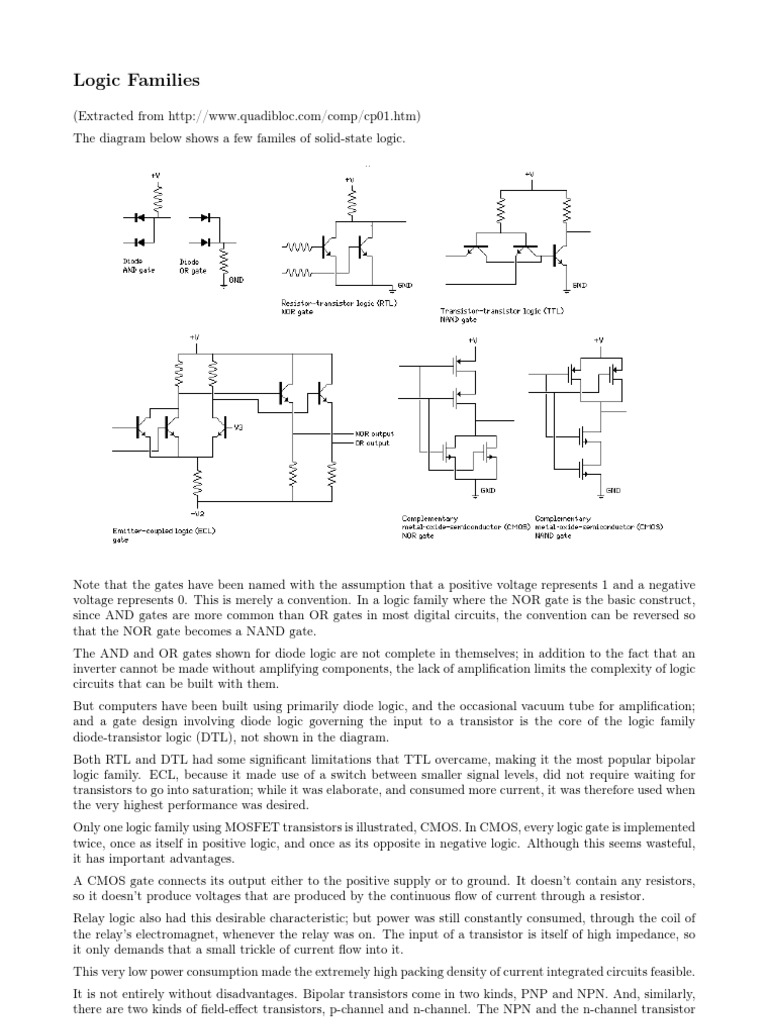 Overview of Logic Gate Families | PDF | Cmos | Mosfet