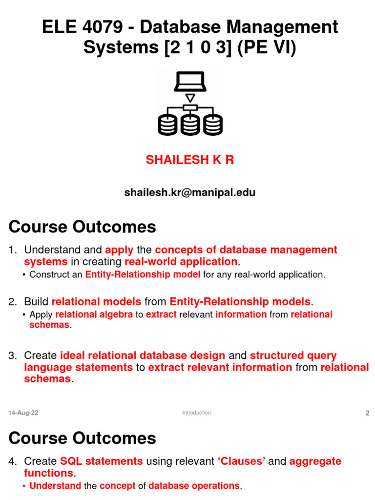 L01 DBMS Introduction | PDF | Databases | Backup
