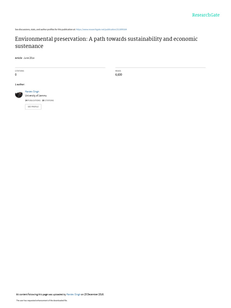 Environmental Preservation for Sustainability | PDF | Sustainability ...