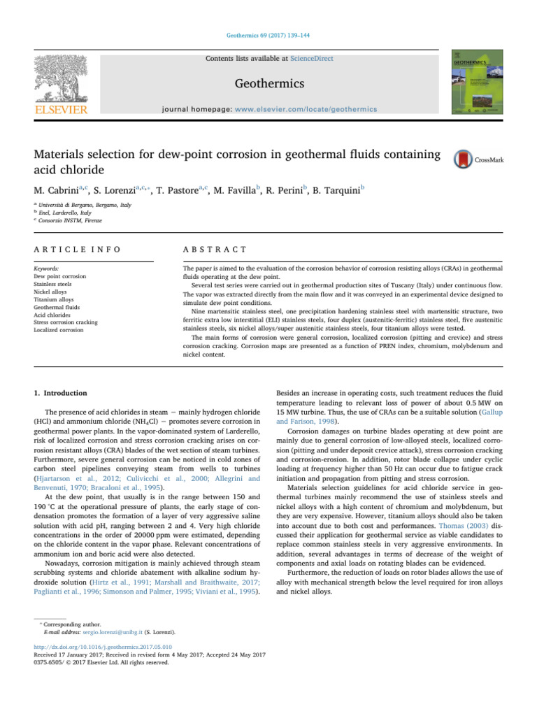 Materials Selection For Dew-Point Corrosion in Geothermal Fluids ...