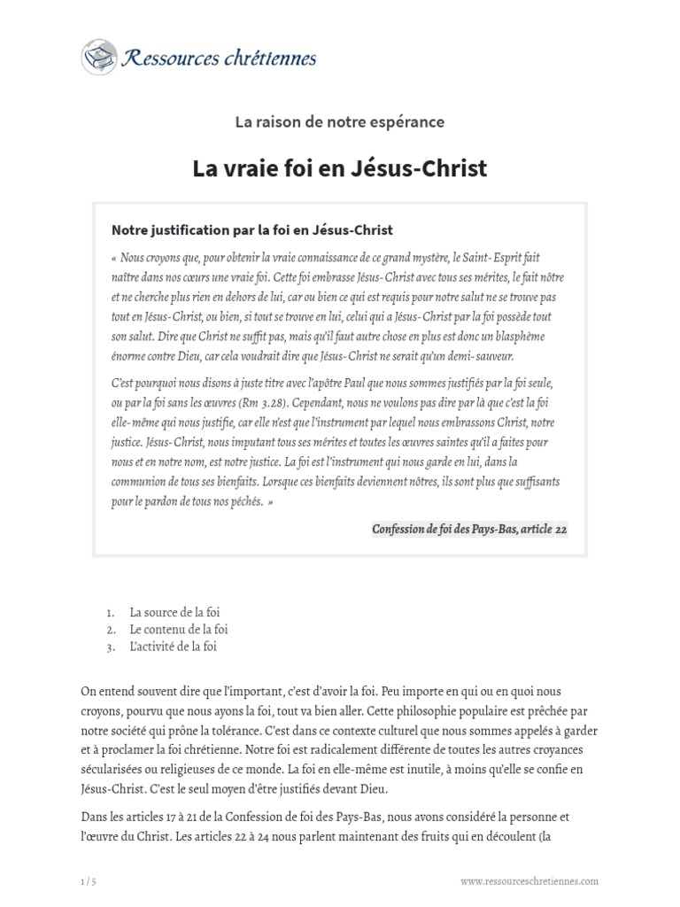 La vraie foi en Jésus-Christ | PDF | Saint-Esprit | Jésus