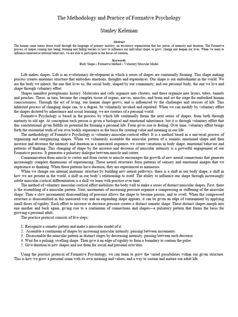 Formative Psychology: Body Shape Method | PDF | Nervous System | Emotions