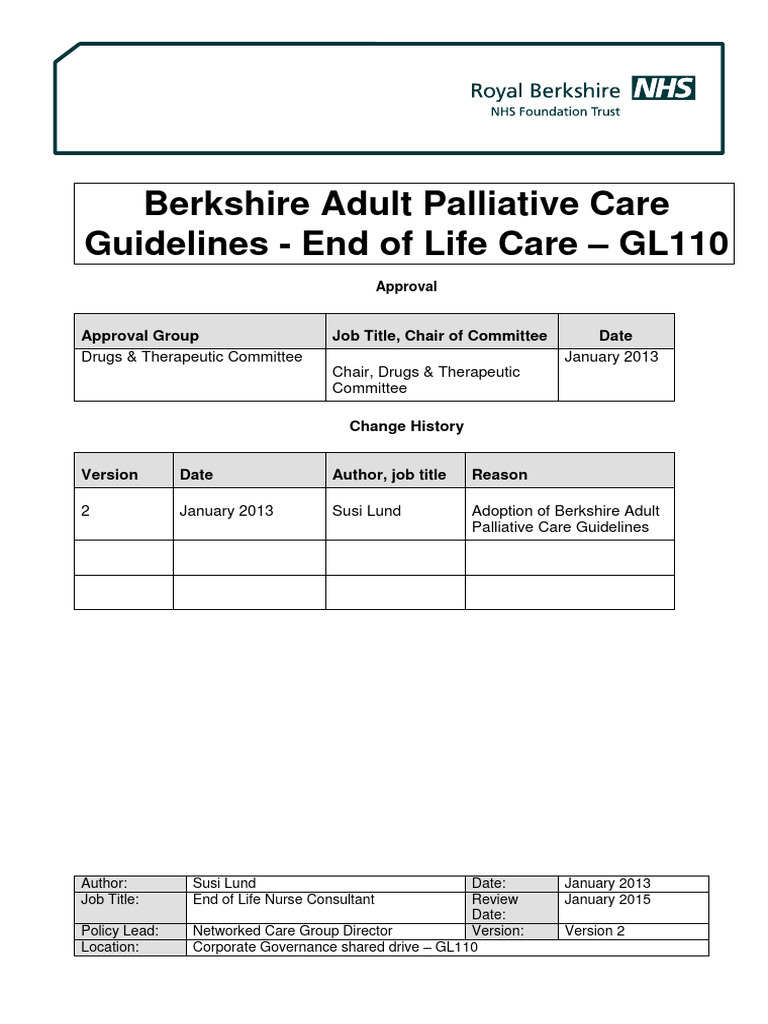 Palliative Care Guidelines for End of Life | PDF | End Of Life Care ...