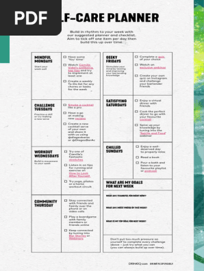 Diageo Bar Academny Wellness Self Care Planner Download