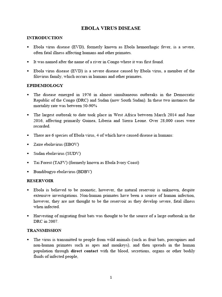 Ebola Virus Disease Evd Pdf Epidemiology Public Health