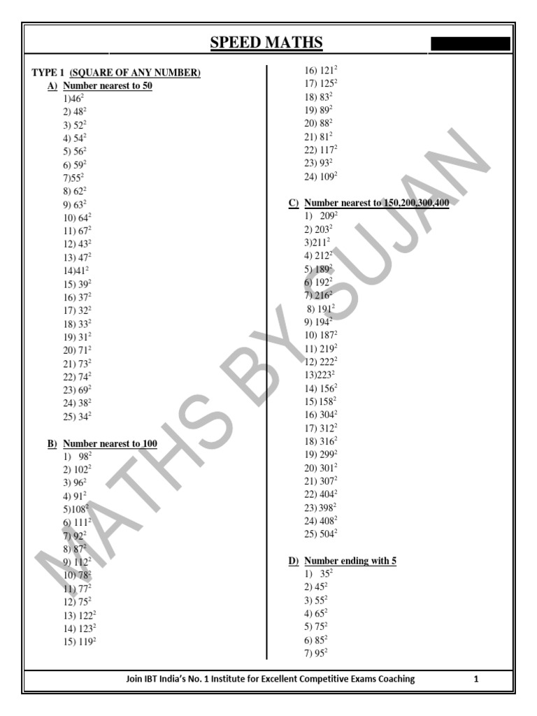 Speed Maths for Competitive Exams | PDF | Arithmetic | Mathematics