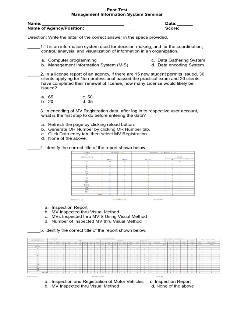 Management Information System Test | PDF | Management Information ...