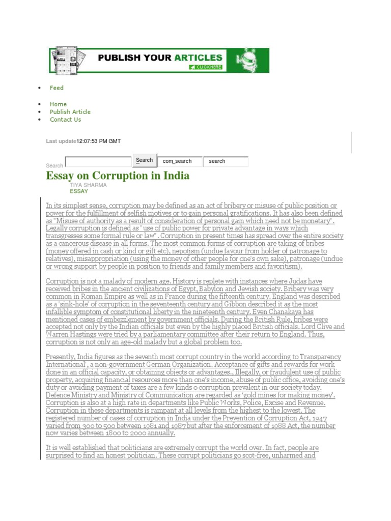 Corruption essay 100 words image