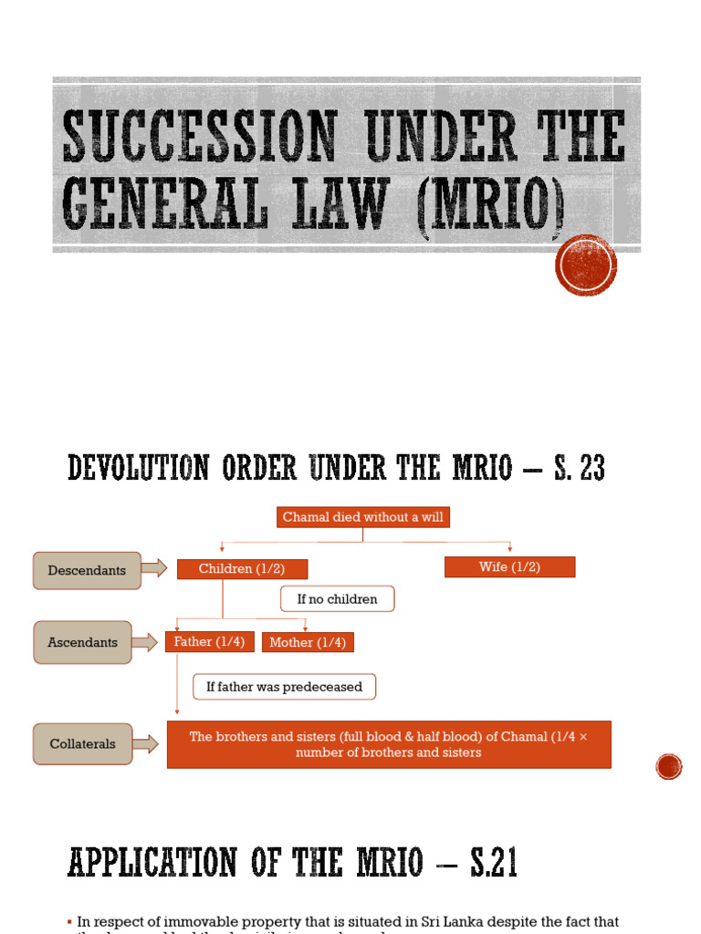 Inheritance Rules for Intestate Death in Sri Lanka | PDF | Inheritance ...