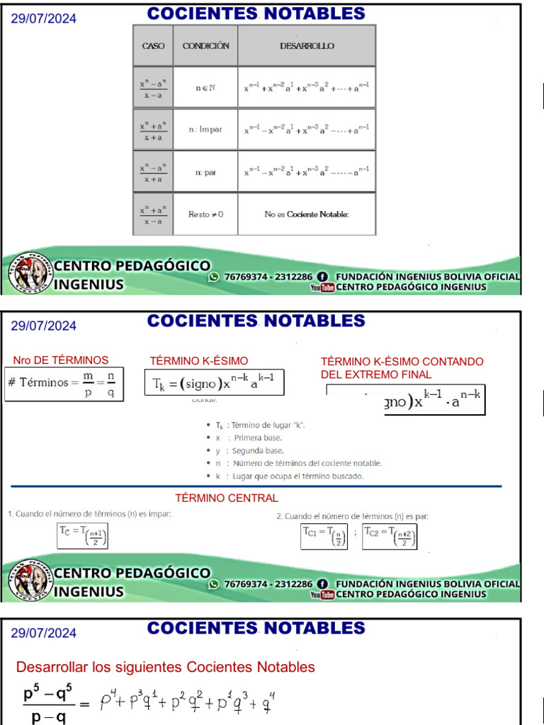 Cocientes Notables | PDF
